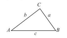 Triangle ABC with opposite side with a, b, c